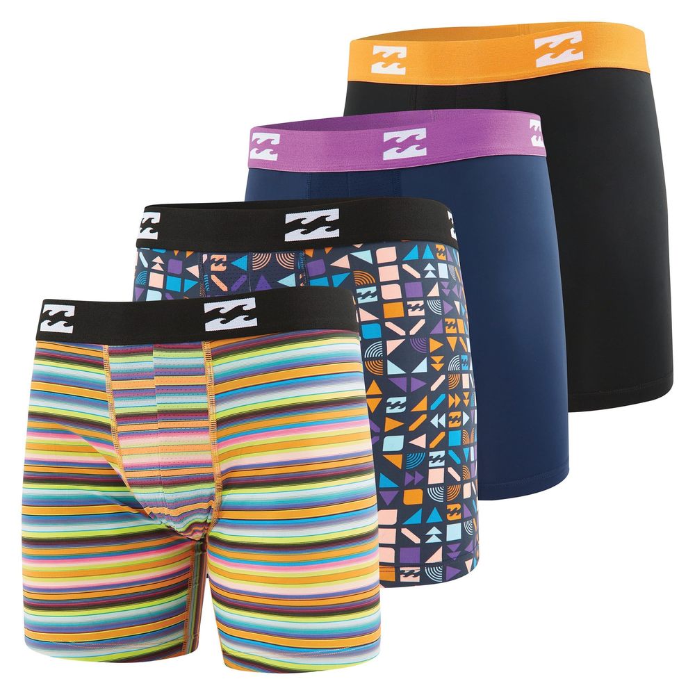 NEW Billabong Mens Underwear 4 Pack Microfiber Performance Boxer Briefs for Men